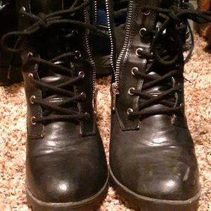 Black Laced Boots Heels